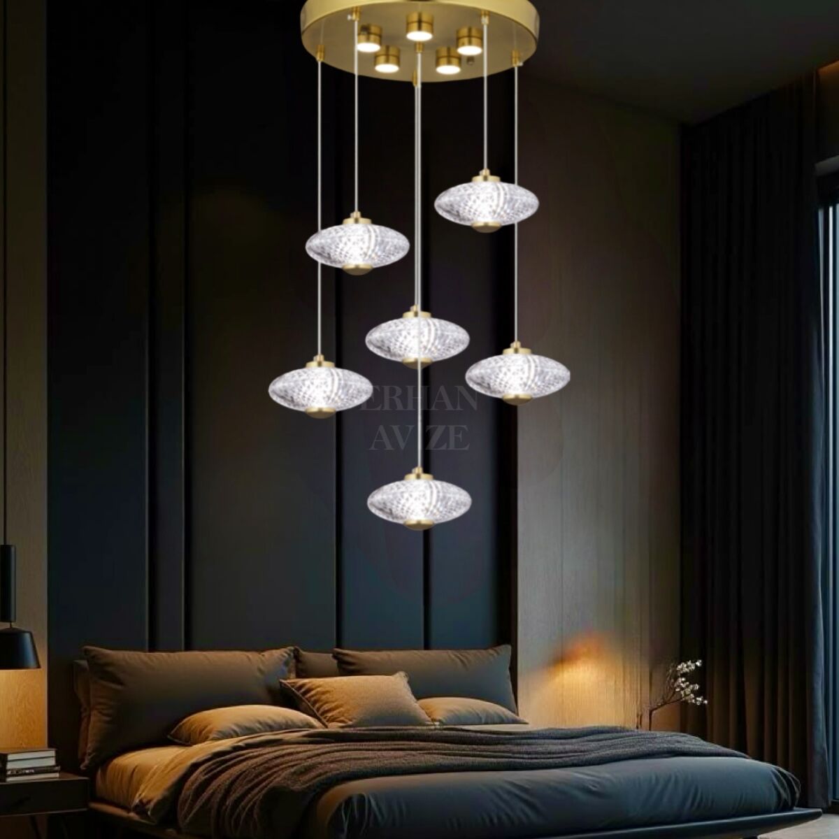 EASD-247 6’lı Sarkıt Gold LED Avize