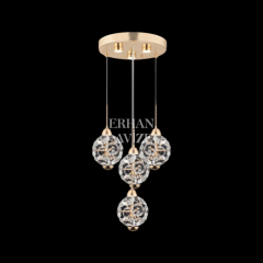 EAPV-105 4'LÜ Gold Kristal Sarkıt LED Avize