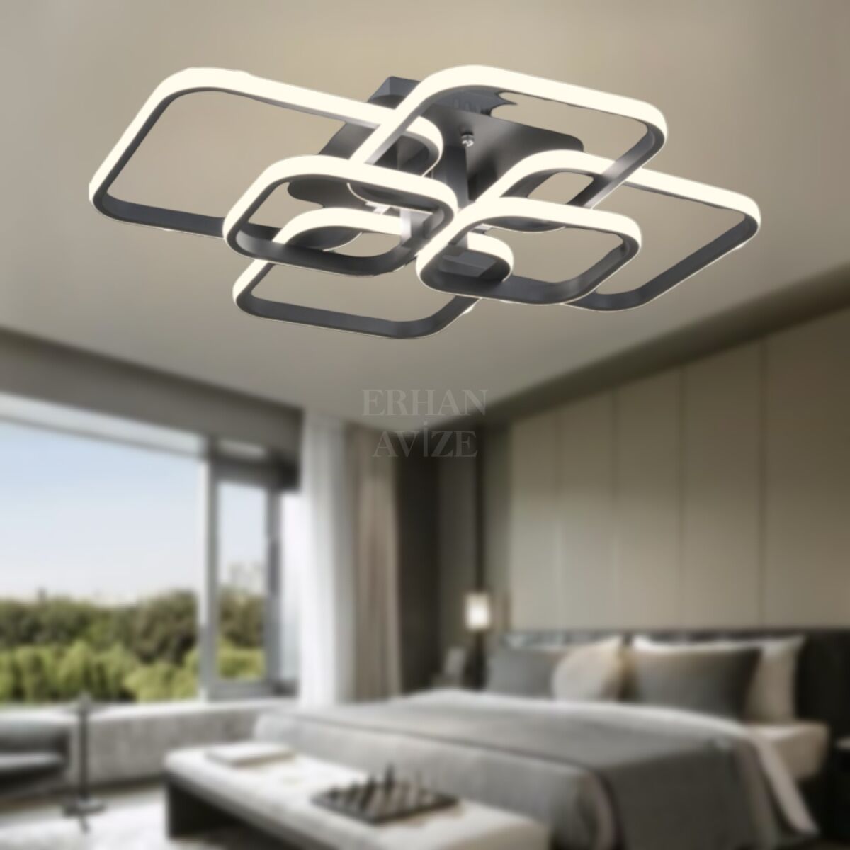 EAAD-110 Plafonyer Siyah LED Avize