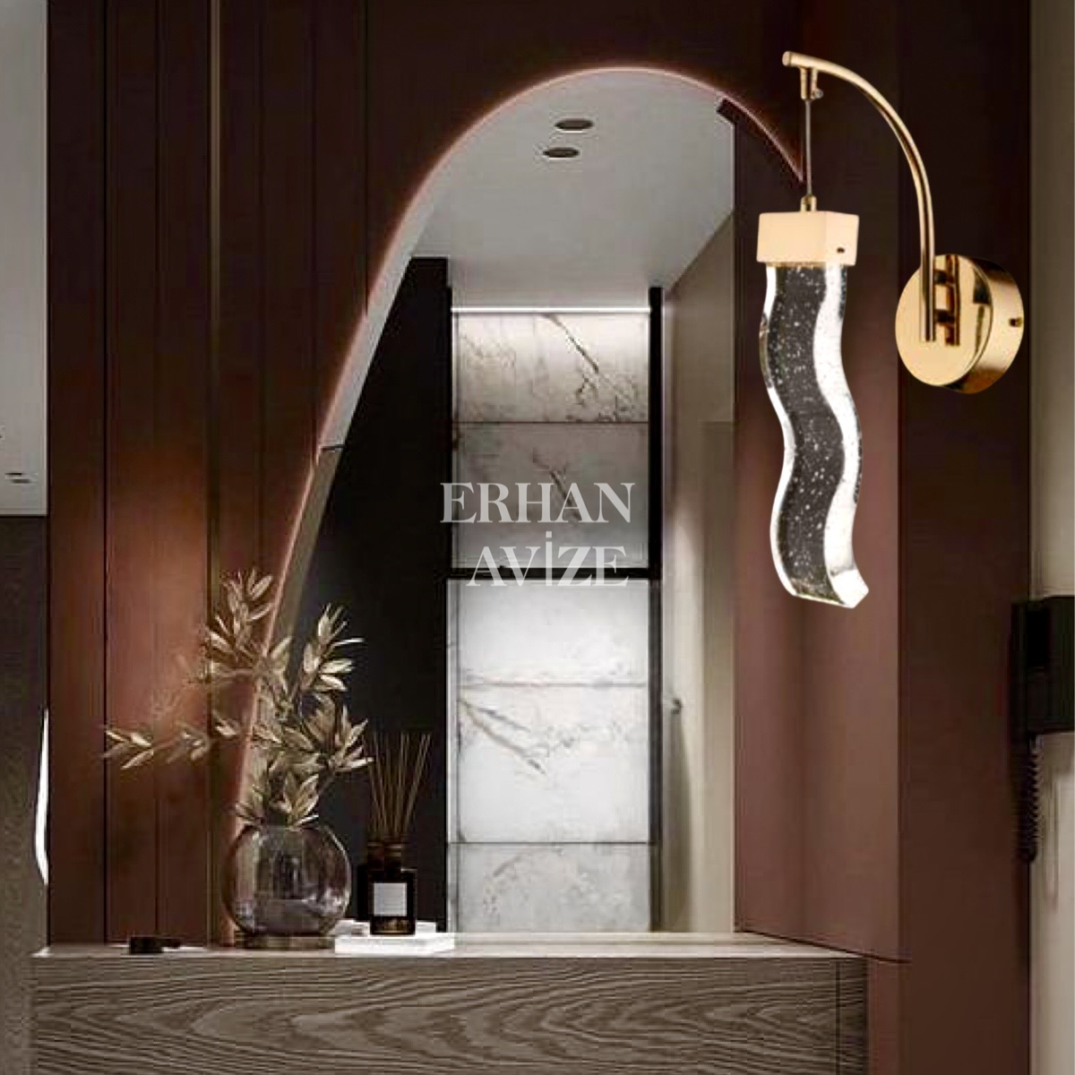 EAPV-115 Gold Kristal Detaylı LED Aplik
