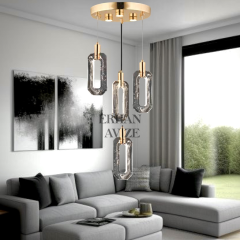 EAPV-117 4'lü Gold Kristal Detaylı LED Avize