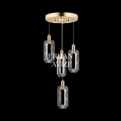 EAPV-117 4'lü Gold Kristal Detaylı LED Avize