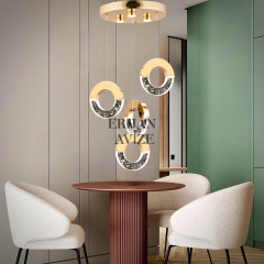 EAPV-114 4'lü Gold Kristal Detaylı LED Avize