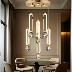 EASD-28 6'lı Gold Kristal Detaylı LED Avize