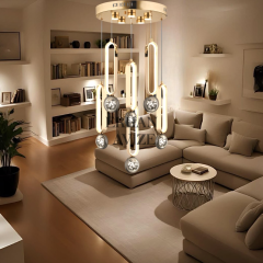 EASD-28 6'lı Gold Kristal Detaylı LED Avize