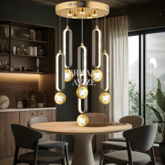 EASD-28 6'lı Platin Kristal Detaylı LED Avize