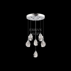 EAPV-163 6'lı Krom Kristal Detaylı LED Avize