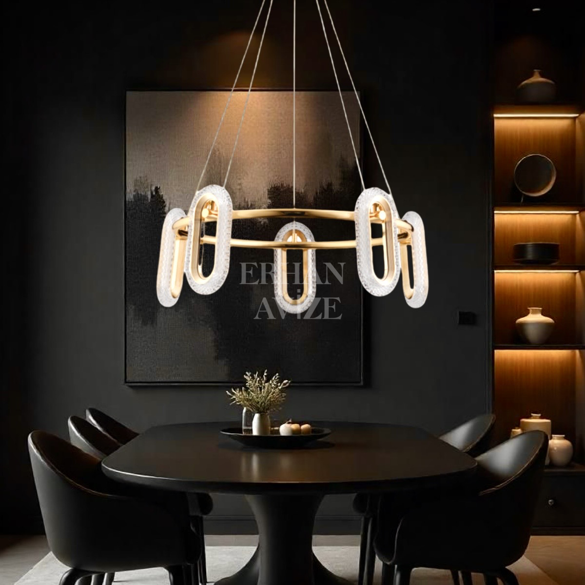 EASD-74 Yuvarlak Gold LED Avize