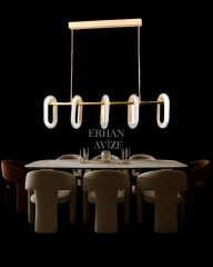 EASD-74 Yemek Masası Gold LED Avize