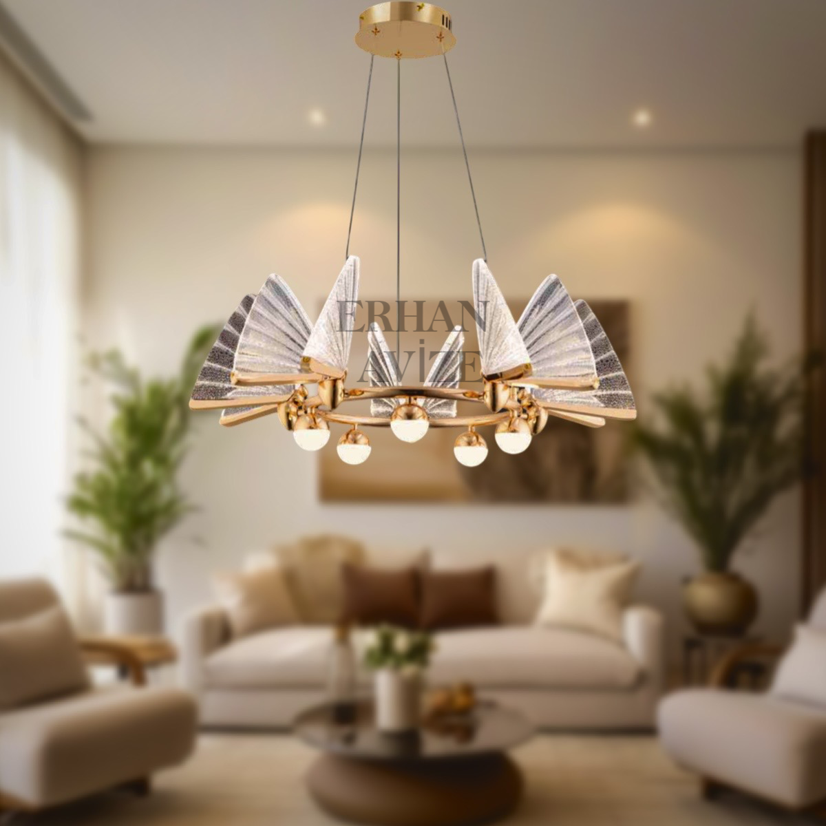EASD-76 6'lı Modern Kelebek Dizaynlı LED Avize