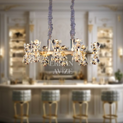 EAPD-137 Yemek Masası Kristalli Gold LED Avize