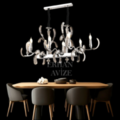 EADM-24 Kollu Kristal detaylı YM Krom Avize