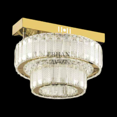 EAPV-112 Kristalli Tavana Sıfır Plafonyer Gold LED Avize