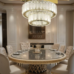 EAPV-112 Kristalli Tavana Sıfır Plafonyer Gold LED Avize