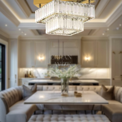 EAPV-113 Kristal Tavana Sıfır Plafonyer Gold LED Avize