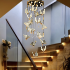 EAAD-82 19’lu Kristal Sarkıt Gold LED Avize