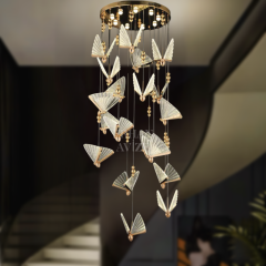 EAAD-82 19’lu Kristal Sarkıt Gold LED Avize