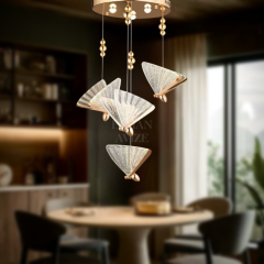 EAAD-82 4’lü Kristal Sarkıt Gold LED Avize