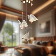 EAAD-82 3’lü Kristal Sarkıt Gold LED Avize