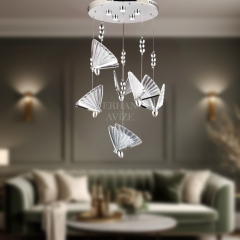 EAAD-82 6’lı Kristal Sarkıt Krom LED Avize