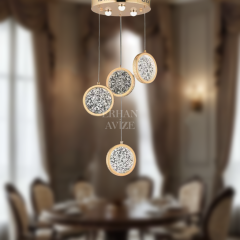 EAAD-90 4’lü Kristal Sarkıt Gold LED Avize