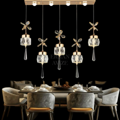 EAPV-142 YM Kristal Sıralı Gold LED Avize