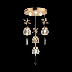 EAPV-142 4’lü Kristal Sarkıt Gold LED Avize