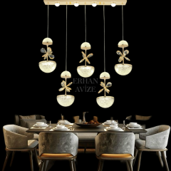 EAAD-46 YM Kristal Sıralı Gold LED Avize
