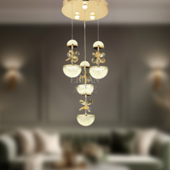 EAAD-46 4’lü Kristal Sarkıt Gold LED Avize
