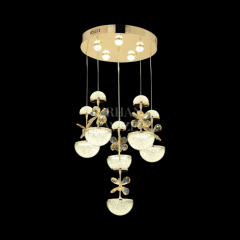 EAAD-46 6’lı Kristal Sarkıt Gold LED Avize