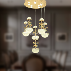 EAAD-46 6’lı Kristal Sarkıt Gold LED Avize