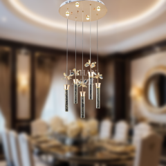EAAD-34 5’li Kristal Sarkıt Gold LED Avize