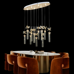EAAD-34 11’li Kristal Sarkıt Gold LED Avize