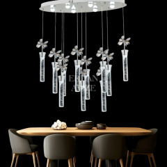 EAAD-34 11’li Kristal Sarkıt Krom LED Avize