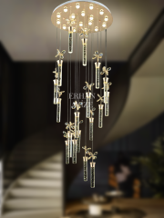 EAAD-34 18’li Kristal Sarkıt Gold LED Avize