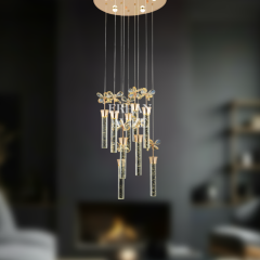 EAAD-34 9’lu Kristal Sarkıt Gold LED Avize