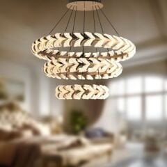 EASD-282 3 Katlı Kristal Gold LED Avize