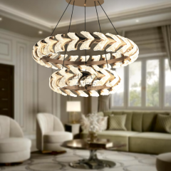 EASD-282 2 Katlı Kristal Gold LED Avize