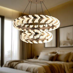EASD-282 2 Katlı Kristal Gold LED Avize