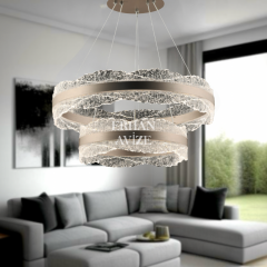 EASD-258 2 Katlı Kristal Fırçalanmış Nikel LED Avize