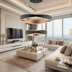 EASD-273 2 Katlı Siyah LED Avize