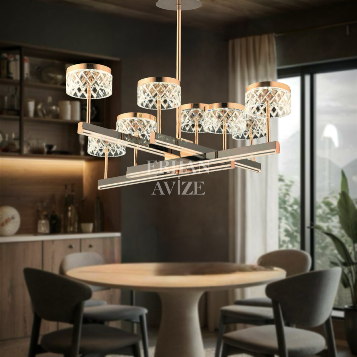 EASD-347 90’lık Kristal Gold LED Avize