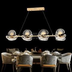 EASD-263 YM Parlak Pleksi Çizgili Cam Gold LED Avize