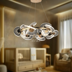 EASD-263 70’lik Parlak Pleksi Çizgili Cam Gold LED Avize