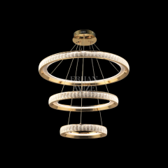 EASD-259 3 Katlı Kristal Gold LED Avize