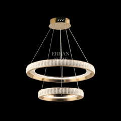 EASD-259 2 Katlı Kristal Gold LED Avize
