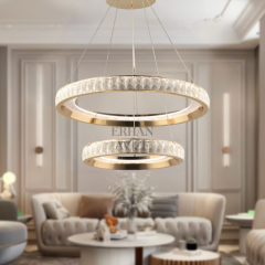 EASD-259 2 Katlı Kristal Gold LED Avize