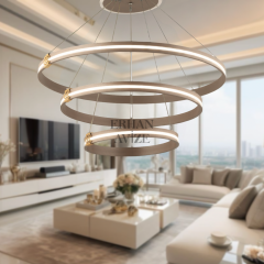 EASD-313 3 Katlı Sarkıt Saten Bronz LED Avize