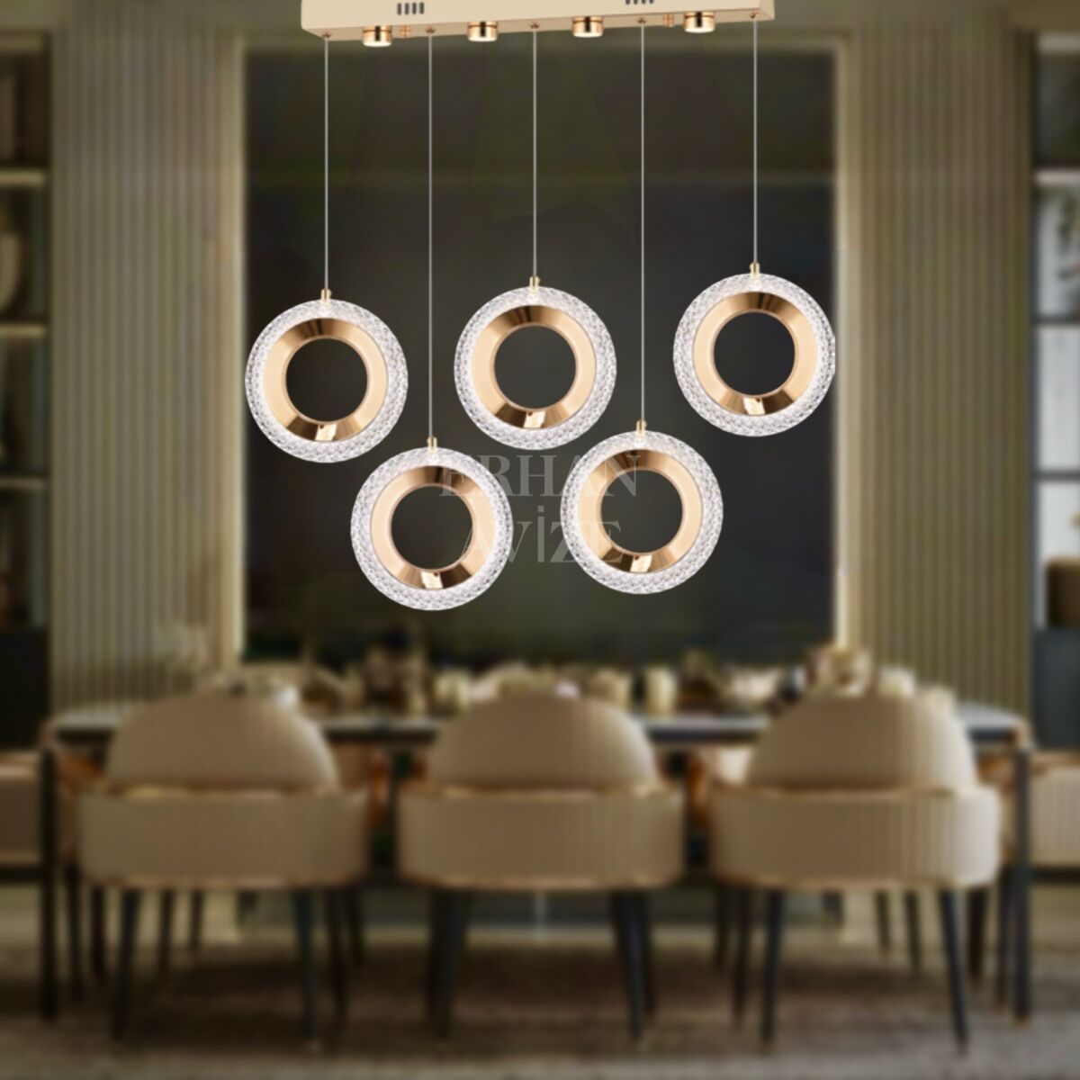 EASD-231 YM 5’li Sıralı Gold LED Avize