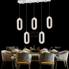 EASD-230 YM 5’li Sıralı Krom LED Avize